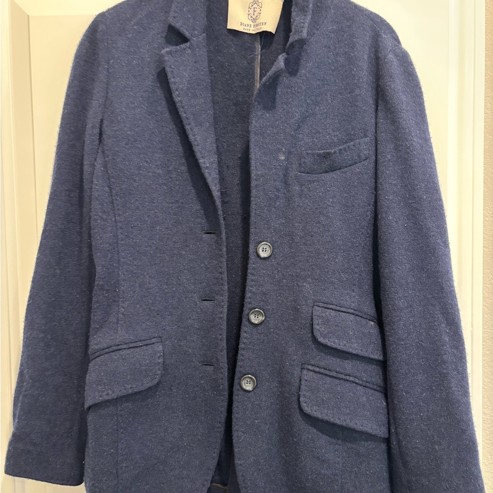 Diane Firsten Navy Cashmere Sweater Jacket